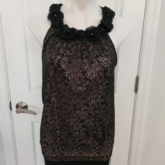 Willi Smith Tops - Willi Smith Floral Black Top